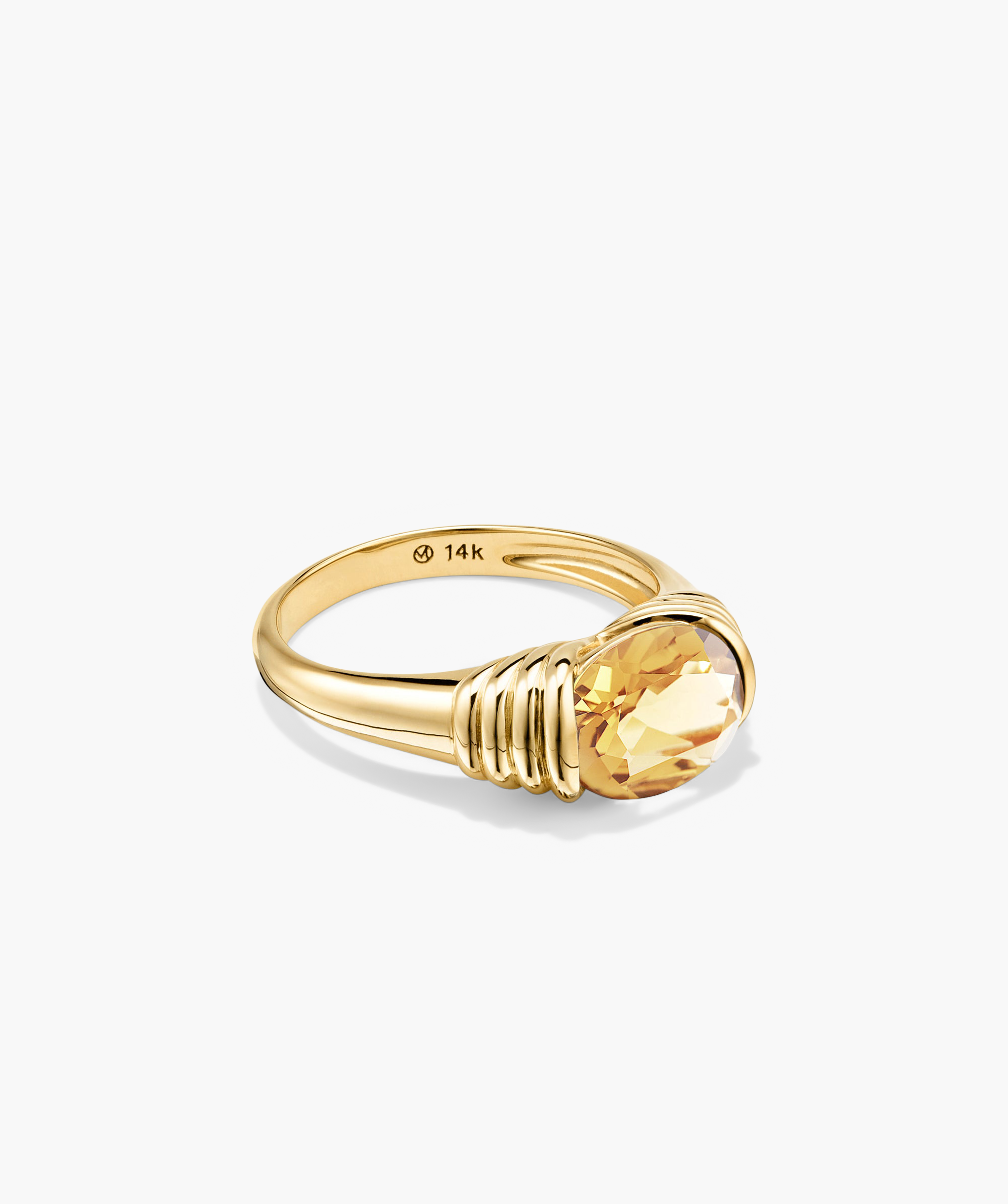 14k Yellow Gold - Honey Quartz