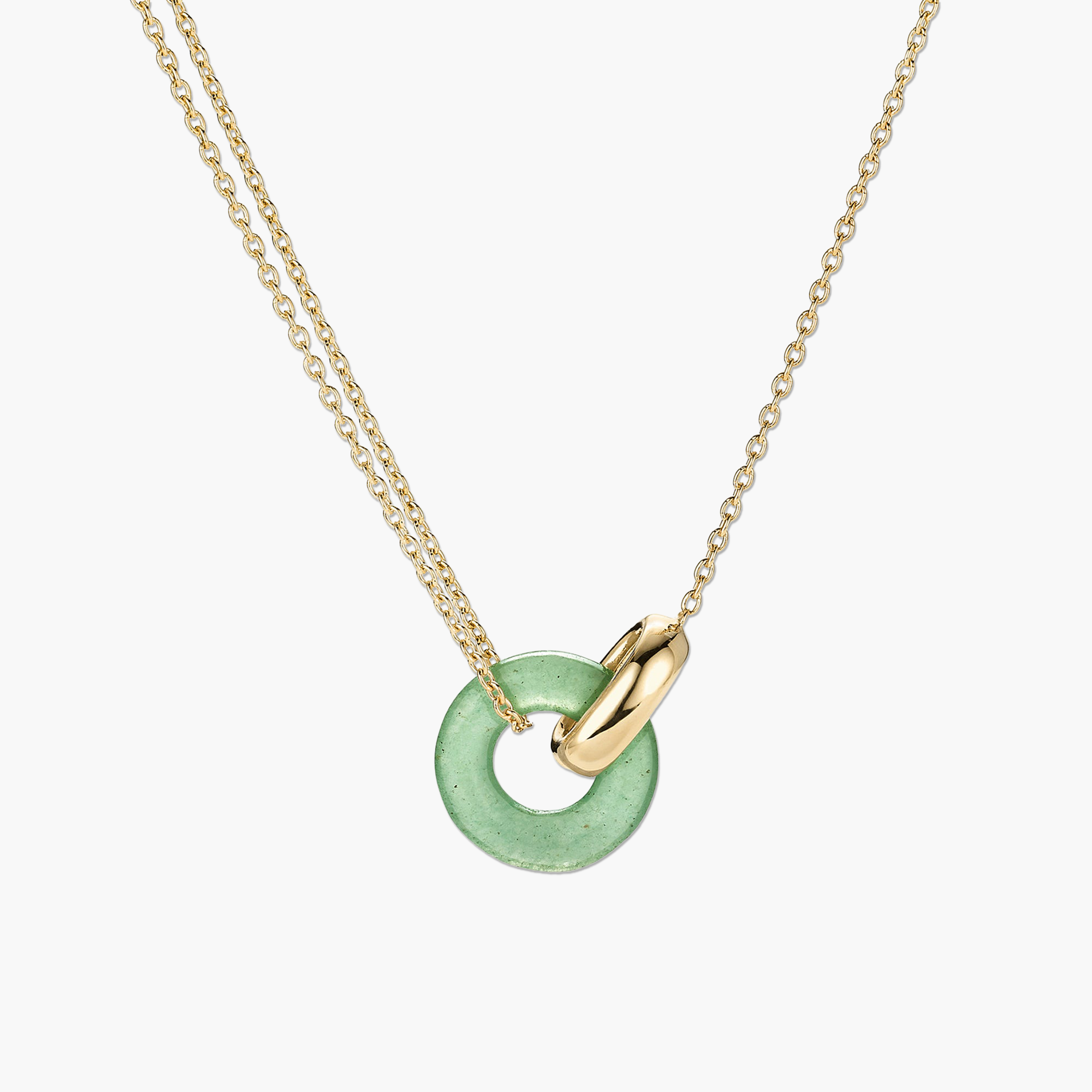 14k Yellow Gold - Green Aventurine