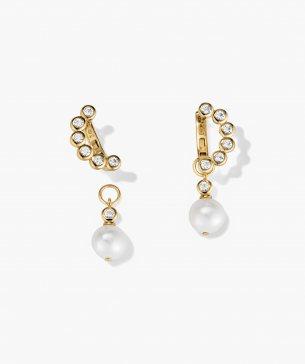 Remy Gemstone Pearl Charm Hoops